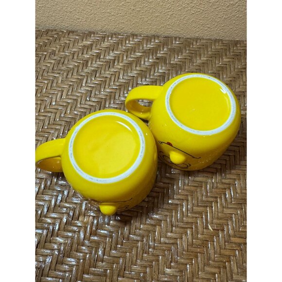 Vintage Yellow 3D Smiley Face Ceramic Mug Set Of 2 - Picture 6 of 7
